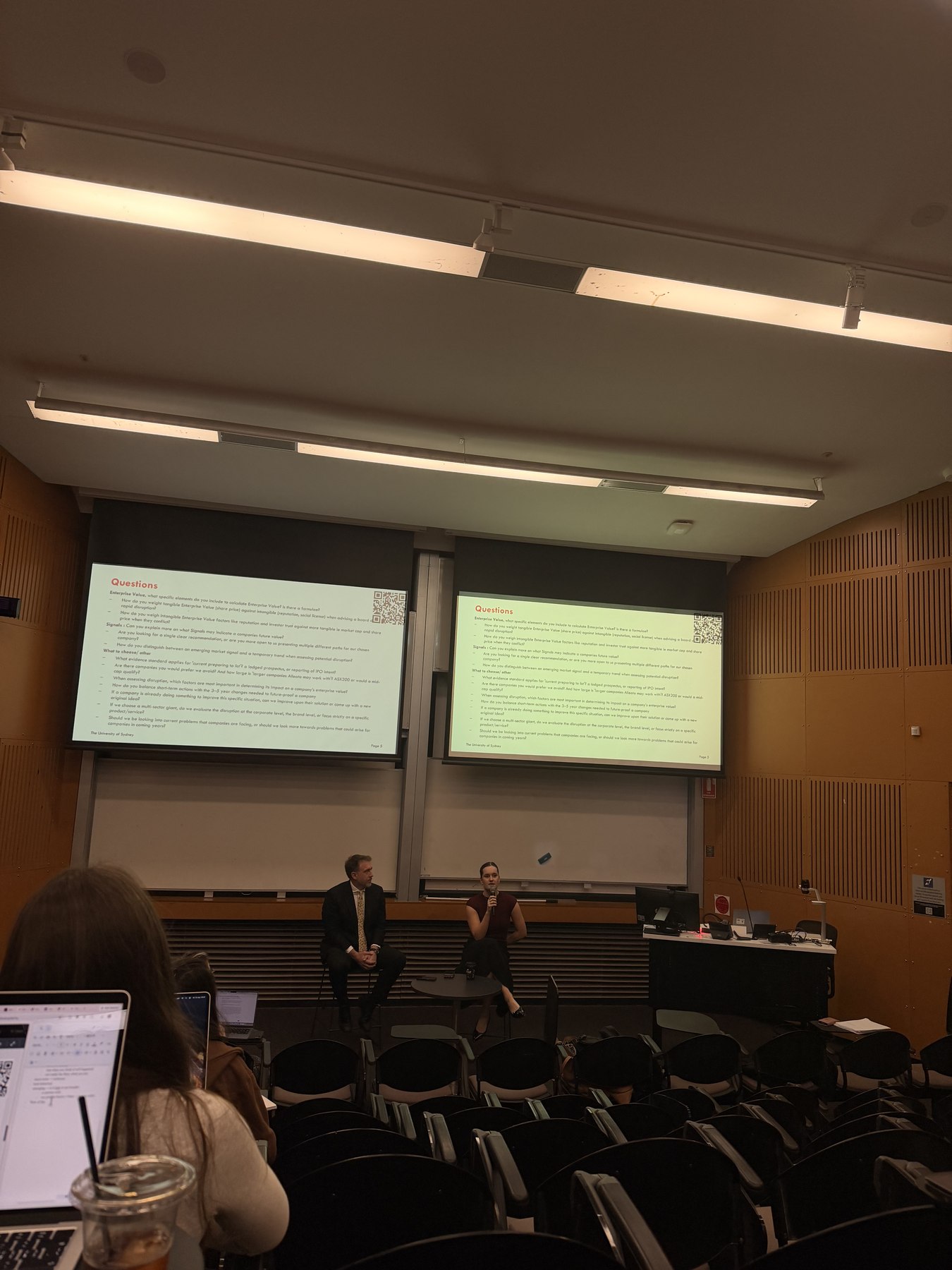 Alleato Q&A session in a University of Sydney lecture hall