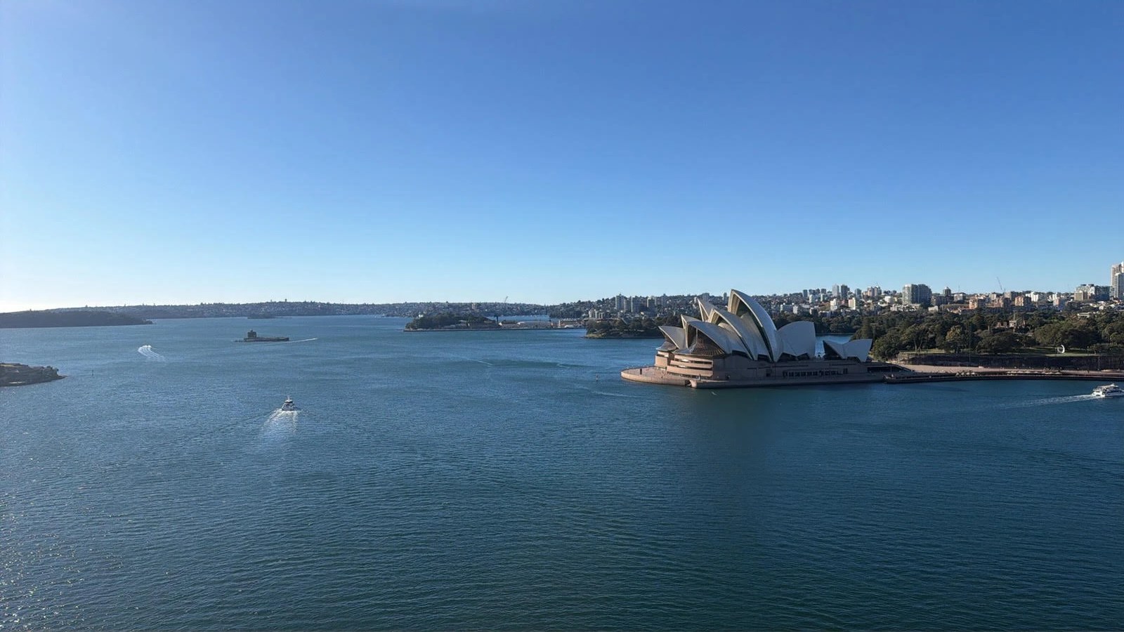Sydney Harbour and the Opera House, seen from the Harbour Bridge